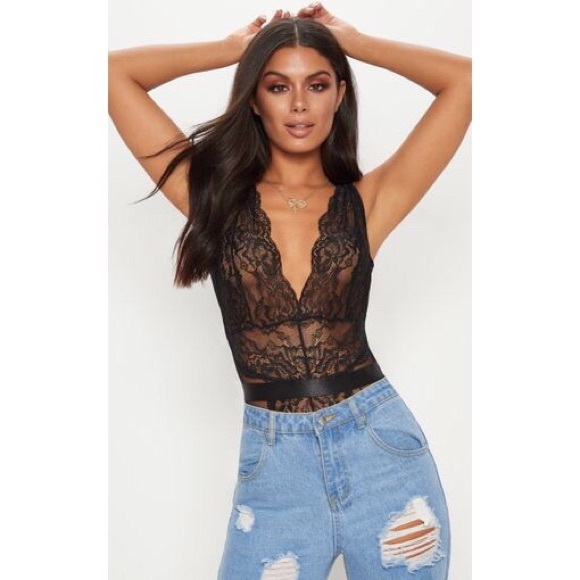 plt black lace bodysuit